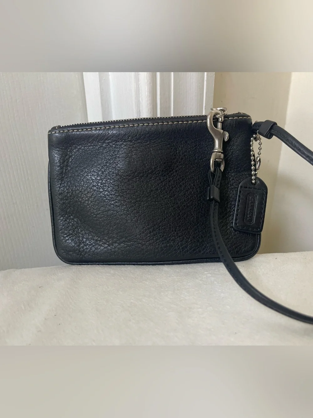 Coach vintage Black Pebbled Leather Wristlet